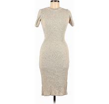ASOS Casual Dress - Sweater Dress Turtleneck Short Sleeve: Tan Marled Dresses - Women's Size 6
