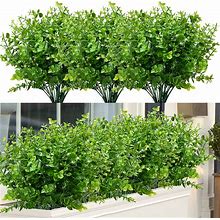 Artbloom 24 Bundles Outdoor Artificial Boxwood UV Resistant Fake Stems Plants, Faux Plastic Greenery For Indoor Outside Hanging Plants Garden Porch