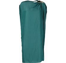 Lanvin - Ring-Detail Midi Dress - Women - Polyester - 38 - Green