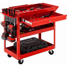 SILVEL 3 Tier Rolling Tool Cart, 330 LBS Capacity Heavy Duty Utility Cart, Industrial Commercial Service Tool Cart, Tool Organizer With Wheels,