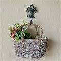 Handmade Accents | Wicker Rattan Wall Hanging Basket W/ Handle Planter Organizer Farmhouse Country | Color: Brown | Size: Small
