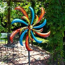 Alpine Corporation, Colorful Jeweled Blade Wind Spinner Garden Stake, Model SLL1874