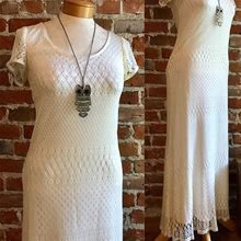 Vintage Cream Crochet Maxi/Floor Length Dress, 1990'S Boho, Hippie, Made In USA, Size 4, Casual Wedding Dress, Beach Wedding