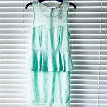 Forever 21 Dresses | Forever 21 Mint Green Lace Peplum Dress Size M | Color: Green | Size: M