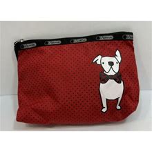 Lesportsac Frenchie Dog Essential Wristlet Purse Bag Red Dots French
