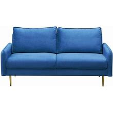 Kingway Furniture Almor Velvet Living Room Sofa In Prussian Blue