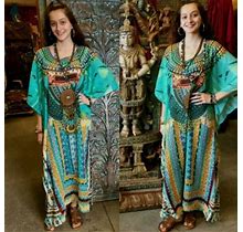 Women Kaftan Dress Beautiful Boho Hippi Print One Size