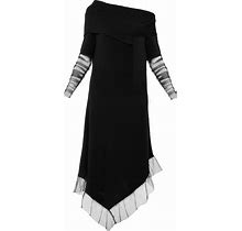 Women's Long Black Dress With Tulle Sleeves | 3Xl | Metamorphoza