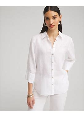 Women's No Iron Linen 3/4 Sleeve Shirt In White Size Medium | Chico's, Coastal Style