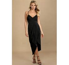 Lulus Black Reinette Midi Dress (Size M, Nwt)