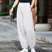Hupom Palazzo Pants For Women Pants For Women In Clothing Legging Low Waist Rise Full Slim Bootcut White M
