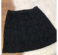 Ann Taylor Loft 2 Petite Black Crochet Lace Skirt