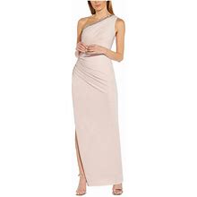 Adrianna Papell Dresses | Adrianna Papell Womens Pink Shirred Side Zipper Lined Maxi Dress Petites 6P | Color: Pink | Size: 6P