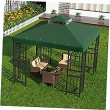 10'X10' Replacement Canopy Top Cover Only For Gazebo, Double Tiered Green