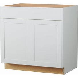 Diamond NOW Arcadia 36-In W X 35-In H X 23.75-In D White Sink Base Fully Assembled Cabinet (Recessed Panel Shaker Door Style) | G10 SB36B