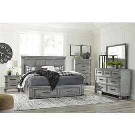 Ashley Russelyn Gray Platform Storage Bedroom Set, Gray Transitional Sets From Coleman Furniture