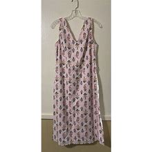 Ann Taylor Dresses | Ann Taylor Y2k Midi Shirt Dress Womens 6 Pink Linen Deep V Neck Lagenlook Beach | Color: Pink | Size: 6