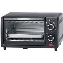 Betty Crocker Compact Toaster Oven Pizza Oven With Toast Bake 2 Slice Toaster With Top Bottom Heaters Kitchen Countertop Oven, Black, Standard