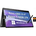 HP Envy X360 15 2-In-1 Touchscreen (Ryzen 5 5625U, 32GB RAM, 1TB SSD, Active Stylus, Laptop Bag) AMD 6-Core(Beat I7-1165G7) 15.6" FHD Convertible