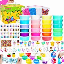 Theefun Slime Kit, Slime Kits For Girls 4-12 For Kids, 108Pcs Slime Making Supplies Include 20 Crystal Slime, 4 Clay, 48 Glitter Powder, Unicorn