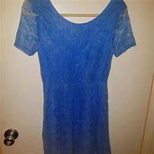 Blue Lace A-Line Dress | Color: Blue | Size: M