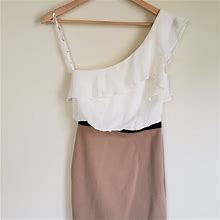 Forever 21 One-Shoulder Tan Cream Mini Sz S Dress | Color: Cream/Tan | Size: S
