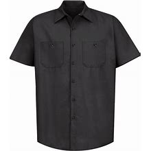 Red Kap Men's SP24 Industrial Work Shirt - Short Sleeve - Black - Small -