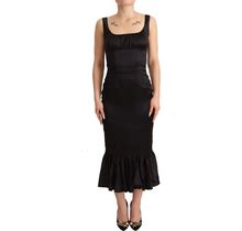Dolce & Gabbana Dress Black Silk Stretch Sheath Mermaid Midi
