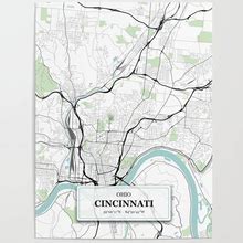 Art Poster | Cincinnati, Ohio City Map With Gps Coordinates By Danydesign - 9" X 12" - Society6