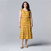 Women's Simply Vera Vera Wang Tiered Midi Dress, Size: Large, Gold