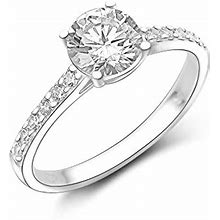 CZ Engagement Rings For Women, Round Solitaire Vintage Wedding Rings For Women, Bridal Sets US Size 5-9 Halo Promise Rings For Her (6)