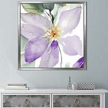 Wayfair 'Clematis In Purple Shades I' Watercolor Painting Print Canvas In Blue/Green | 39.5 H X 39.5 W X 2 D In 32C41edd58037e4a6a8027d02f6100c0