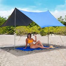 SUGIFT Family Portable Sun Shelter Beach Tent Canopy 10' X 10' UPF50+ Blue ,