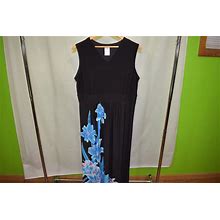 Blair Womens Long Black Floral Sleeveless Pull Over Dress Size Large