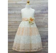 Ivory & Peach Lace Color Block Dress - Size: 2 | Pink Princess
