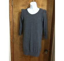 Juicy Couture Women's Heather Gray Ruffled Sweater Dress 3/4 Sleeve M