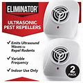 Eliminator Ultrasonic Rodent And Pest Repeller, 2 Count, Indoor Use Only, Repels Rodents, Rats, And Mice
