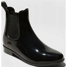 A Day Black/Shiny Chelsea Waterproof Boots, Size 9