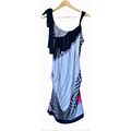 Joseph Ribkoff Dresses | Joseph Ribkoff Shoulder Tie Ruched Dress Sz 12 | Color: Blue/White | Size: 12