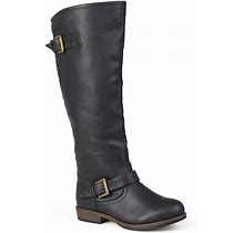 New Journee Collection Spokane Wide Calf Riding Boots, Female, Size 7 Medium, Black