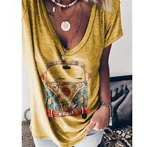 Loose Short-Sleeved Top Yellow/3XL
