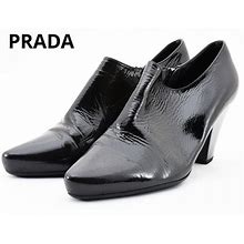 Prada Patent Ankle Boots Booties Black Heels