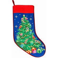 Needlepoint Personalized Christmas Stocking: Tree And Gifts