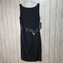 Lauren Ralph Lauren Dresses | New! Lrl Ralph Lauren Women's Faux Wrap Dress Black Stretch Sleeveless Size 12. | Color: Black | Size: 12