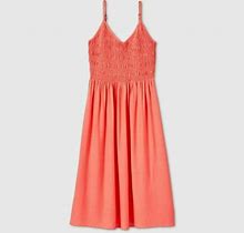 Women's Wild Fable Coral Pink Sleeveless Midi Smocked Dress - Pink