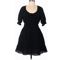 Old Navy Casual Dress Square 3/4 Sleeve: Black Solid Dresses - Women's Size Medium Petite