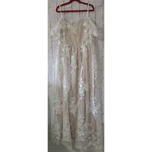 Minuet Womens Dress Size Medium Lace Long Ivory