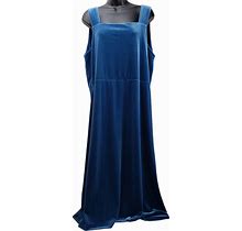 Ella Simone Dress Large Aqua Velvet Sleeveless Dress Side Pockets Square Neck