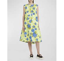 Marni Flared Floral-Print Dress With Wide Cape Back , Women's, 26, Cocktail & Party Wedding Guest Dresses Floral Dresses