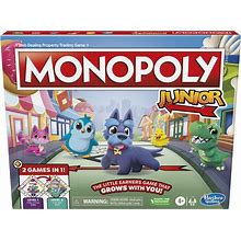 Hasbro Gaming Monopoly Junior Board Game, 2-Sided Gameboard, 2 Games In 1, Monopoly Game For Younger Kids Ages 4 And Up, Kids Games For 2 To 6